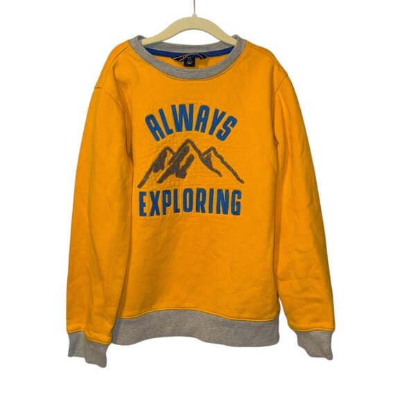 Lands' End Kids "Always Exploring" Pullover Hoodie Sweatshirt, Yellow, Size M / - Picture 1 of 5